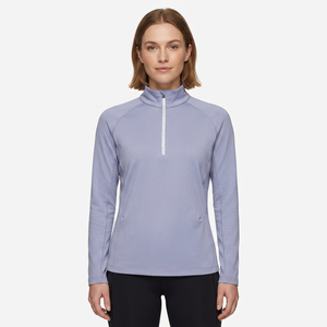 OEM ODM Sous-couche équestre pour femme à manches longues, col zippé, compression, anti-humidité, respirante, extensible, lavable en machine - Product Image 3