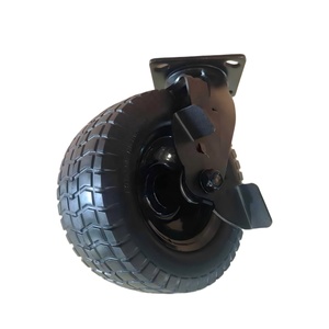 Roue pivotante en acier <span class=keywords><strong>de</strong></span> 8 pouces, résistante à l'usure, amortissante, robuste, en polyfoam solide, avec frein à pédale et <span class=keywords><strong>bande</strong></span> <span class=keywords><strong>de</strong></span> <span class=keywords><strong>roulement</strong></span> - Product Image 3