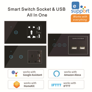 Enchufe inteligente multifunción <span class=keywords><strong>WiFi</strong></span>, enchufe de pared integrado USB, funciona con Google y Alexa, Tuya/<span class=keywords><strong>Ewelink</strong></span>, 1/2/3 entradas - Product Image 2