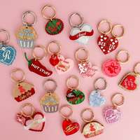 Groothandel Cartoon Acryl Sleutelhanger Bedel Fruit Bloem Golfkar Design Tas Charm Mode Metalen Karabijnhaak Sleutelring