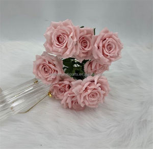 QSLH-CF240 fleurs artificielles en soie 9 têtes bouquet de roses bouquet de fleurs bouquet de fleurs en soie rosiers Arrangement floral mariage - Product Image 4
