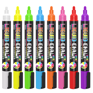 Lot de 8 stylos marqueurs à <span class=keywords><strong>craie</strong></span> effaçable à sec SW086 à pointe réversible <span class=keywords><strong>pour</strong></span> tableau noir - Product Image 1