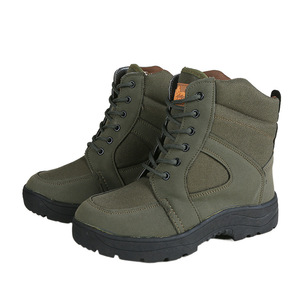 Botas de Nieve Color Verde Militar para Hombre, Forradas con Forro Polar Grueso, Antideslizantes, Resistentes al Desgaste, Botas de Trabajo de Invierno para Exteriores, con Cordones Delanteros, Color Sólido - Product Image 1