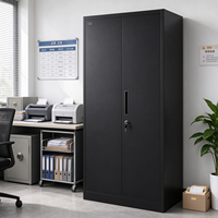Armoire de classement en métal noir à deux portes, armoire de bureau en acier avec étagères réglables pour documents, fournitures et équipements