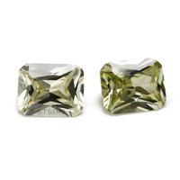 ST Gems Bijoux en Zircon Cubique Rectangulaire de Couleur Olive Créé en Laboratoire avec Effet de Jeu de Couleurs/Feu