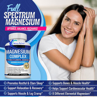 Kapsul Magnesium Kompleks 1000mg Label Pribadi OEM, 8 Bentuk Suplemen Magnesium Elemental untuk Mendukung Kesehatan Tulang dan Otot
