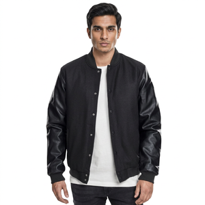 Veste de baseball Varsity personnalisée pour homme en laine avec manches en cuir et patchs brodés en chenille - Product Image 1