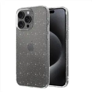 Anti-Klop Zachte TPU Glitter Transparant Doorzichtig Telefoonhoesje Bescherming Schokbestendige Zachte Hoesjes 2.0Mm Hoge Doorzichtige Hoes Voor Ip