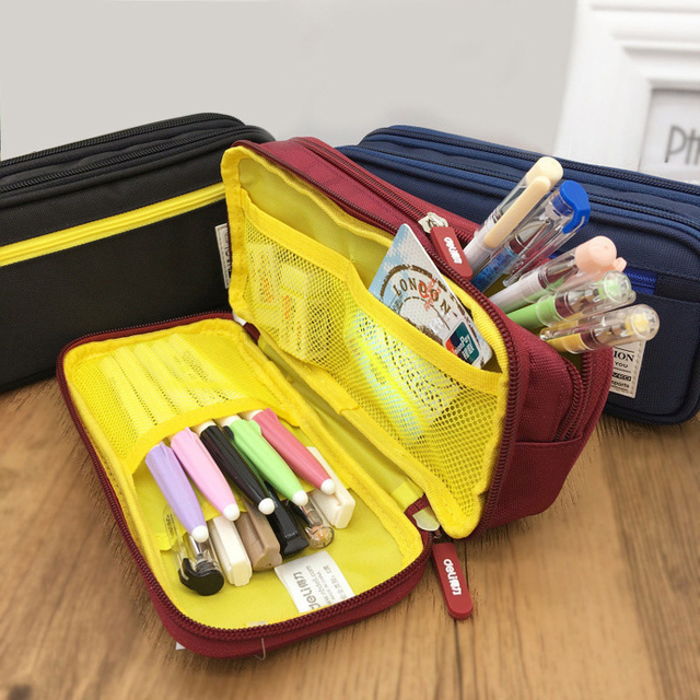 Fashion Oxford Large Capacity Double Layer Multifunctional Pencil Case with 2 Zippers-School Use Custom Color & Size