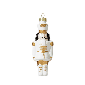 WDS WONDROUS Boule de Noël Soldat <span class=keywords><strong>Casse</strong></span>-Noisette en Verre Blanc et Or, Décoration de Fête Fantaisie et Amusante à Suspendre, Cadeau d'Hiver pour Fêtes - Product Image 3