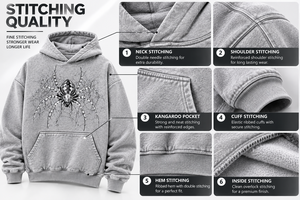 Sudadera con Capucha para Hombre, Color Gris, con Estampado de Araña, Estilo Casual, de Forro Polar, con Bolsillo Delantero, Corte Holgado - Product Image 5