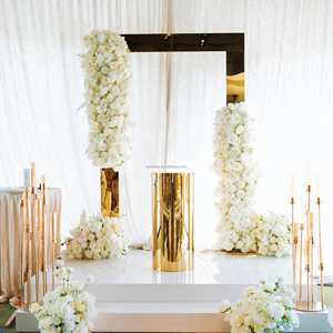 웨딩 장식 용품 아크릴 무대 웨딩 테이블 금속 배경 아치 스탠드 골드 배경 - Product Image 6