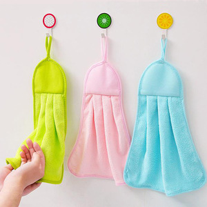 Solid color <b>hanging</b> hand <b>towel</b>, kitchen cleaning <b>towel</b>, absorbent dishcloth, coral fleece hand <b>towel</b>, dishcloth - Product Image 1