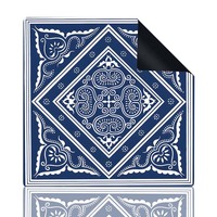 Tapis de Mahjong Erming 31,5 pouces bleu et blanc orné, en tissu Mutispandex imperméable, silencieux, avec support en caoutchouc antidérapant pour jeux de cartes