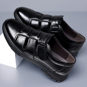 Sandalias de Cuero Genuino para Hombre, Transpirables, Casuales, con Punta Cerrada, Cierre de Velcro, Suela de Goma, Forro de Malla, Hechas en China - Product Image 1