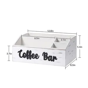 Coffee Pod Holder Storage Gift Basket Wood Coffee Bar Box With Coffee Bar Decor