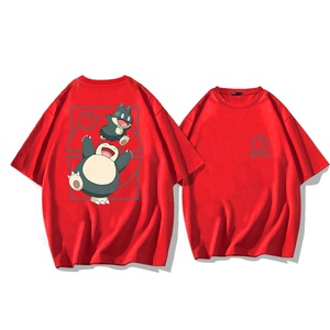 T-shirt à manches courtes en pur coton pour hommes et enfants, motif Pokémon Anime Cobrand Cards Beast, coupe ample, tendance estivale - Product Image 5