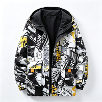 Blouson Bomber Homme Imprimé Graffiti Intégral, Veste Cargo Zippée Multi-Poches, Streetwear Décontracté, Vêtement d'extérieur Automne, OEM Marque Privée