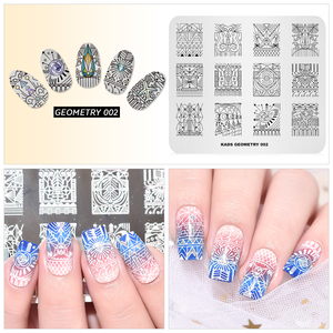 แผ่นปั๊มลายเล็บสไตล์เรขาคณิต KADS ทำจากสแตนเลส สำหรับตกแต่งเล็บในร้านทำเล็บ  17 ลาย - Product Image 2