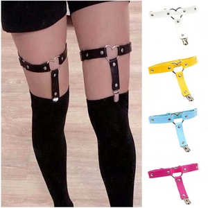 Liguero elástico Punk gótico para mujer, cinturón de Bondage con elástico para pierna y muslo, medias de piel sintética con corazón - Product Image 6
