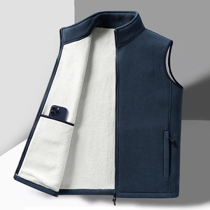Gilets thermiques décontractés pour hommes, coupe-vent en polaire avec fermeture éclair, col rabattable respirant, vêtements - Product Image 4