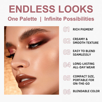 Palette de fards à paupières en gros, maquillage cosmétique à marque privée avec des nuances scintillantes, mates et pailletées, fabrication avec logo personnalisé