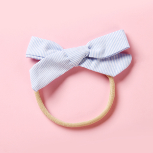 Fondo hermoso <span class=keywords><strong>y</strong></span> de moda de algodón cáñamo tejidos diadema raya horizontal bowknot cinta para bebé - Product Image 5