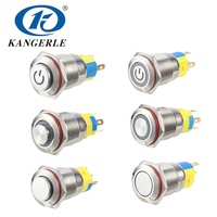 Échantillon de boutons-poussoirs intelligents 16B Smart Power Circle à LED, tête plate, verrouillables, miniatures, en acier inoxydable/aluminium, 5A 220VAC