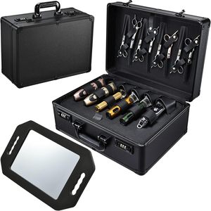 Barber Case 6 Clippers Sliding Tray Stylist Hairdressing Tool Box Trimmer Organizer <b>Metal</b> Storage Portable <b>Suitcase</b> M62B Barber - Product Image 6
