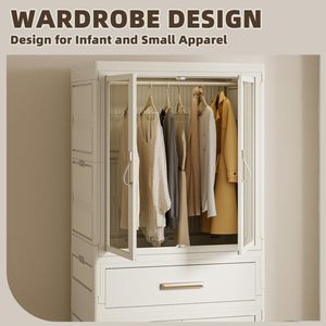 Tủ quần áo nhựa trẻ em, không cần lắp đặt, tủ đựng đồ, tủ quần áo di động gấp gọn, tiện dụng cho phòng ngủ - Product Image 3