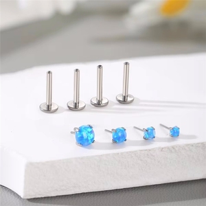 Piercing Labret Monore in Titanio G23 Senza Filettatura con Opale a Artiglio, Orecchini a Perno per Trago ed Elica, Piercing Push-in per Labbro, Gioielli per Cartilagine - Product Image 4