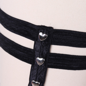 JINZHU Jarretière pour femme antidérapante, anti-rides et anti-chute, type anneau de jambe, noire, avec pinces pour maintenir les bas. - Product Image 4