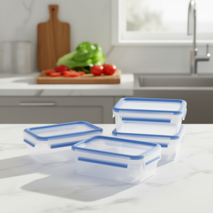 Emsa <b>Food</b> <b>Storage</b> <b>Container</b> 1L Clip Close Set Blue 3 Piece Rectangle With Lid For Kitchen Use - Product Image 3