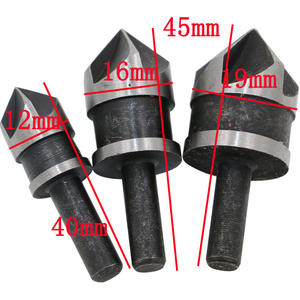 Juego de Tres Fresas de Acero al Carbono para Biselado, 12/16/19 mm, Cinco Cuchillas, Vástago Hexagonal de 90 Grados, Avellanador para Trabajar la Madera - Product Image 4