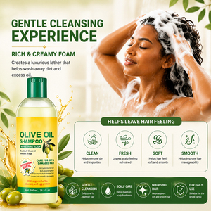 Shampoo à l'huile d'olive OEM hydratant, réparateur, nourrissant pour cheveux secs et abîmés, anti-frisottis, soin capillaire naturel, <span class=keywords><strong>doux</strong></span> et brillant - Product Image 3