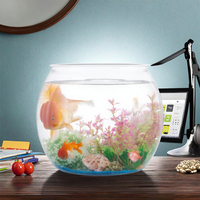 Réservoir de poissons en plastique PET Transparent petit aquarium de bureau Durable petit bol de poisson rond pour la décoration de bureau à domicile