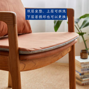 Fauteuil en bois massif, chaise de bureau rembourrée en chêne, chaise d'étude confortable pour adultes - Product Image 4