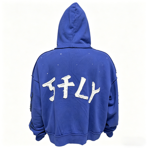 เสื้อฮู้ดดี้โอเวอร์ไซส์ผ้าฝ้ายลายแอซิดวอชประดับเพชรเทียมแบบยูนิเซ็กซ์ เสื้อฮู้ดดี้ผู้ชายแบบสั่งทำพิเศษ ปักลาย апплика - Product Image 2