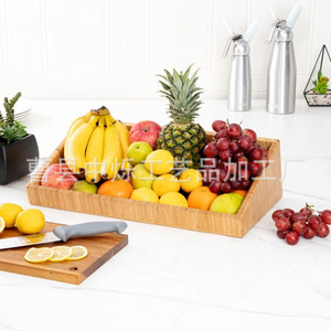 Plateau en bambou de forme irrégulière, couleur unie, pour le rangement des fruits et légumes, utilisation à la maison, sur le bureau ou au restaurant - Product Image 3