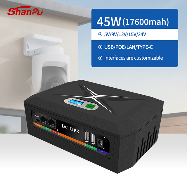 45W Strong Compatibility Mini Ups Power Supply Mini Dc Ups Poe Port 9V 12V 24V for Wifi Router
