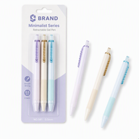 Stylo gel 0,5 mm, papeterie mignonne kawaii, stylo rétractable à pointe fine, encre bleue, pour l'école, le bureau, cadeau en vrac