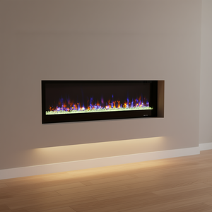 Chimenea Eléctrica de 42 Pulgadas, Montada en la Pared, con Control Remoto, Llama LED, Calefactor Empotrado, Diseño Metálico Ultra Delgado - Product Image 2