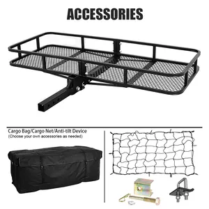 500lbs Fit 2-In Receiver 60x24x6 Inch Tray Basket Car Hitch Cargo Carrier pour le transport de gros articles volumineux