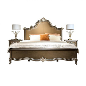 Letto Matrimoniale di Lusso in Mogano Massiccio Stile Provinciale Francese, Intagliato a Mano, con Testiera Imbottita, Ecologico, Durevole, Argento Anticato per Camera da Letto - Product Image 6