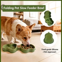 Bol à alimentation lente pliable en silicone pour animaux de compagnie, double compartiment, anti-étouffement, pour chiens âgés, qualité alimentaire FDA