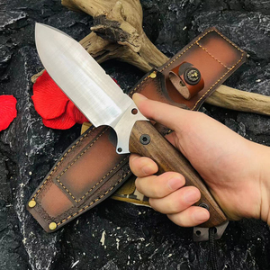 Couteau de survie en acier inoxydable personnalisable de haute qualité, manche en bois, longueur totale 280 mm, épaisseur 6 mm, pour le camping en plein air et le bricolage - Product Image 5