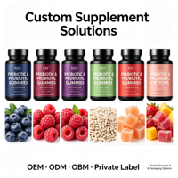 Gummies Probiotiques et Prébiotiques Formule Quotidienne Avancée 50 Unités Framboise Bleue Marque Privée OEM ODM Prix de Gros