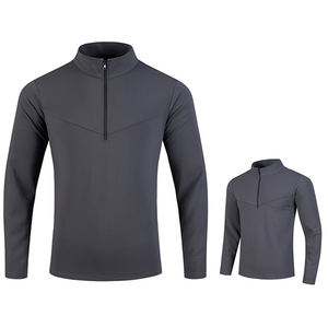 เสื้อยืดคอตั้งแขนยาวมีซิปแบบแห้งเร็วสำหรับใส่วิ่งฟิตเนสเสื้อยืดสำหรับกลางแจ้งปรับแต่งโลโก้ได้ตามต้องการฤดูใบไม้ร่วง - Product Image 3