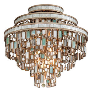Gold <b>Crystal</b> Tiered <b>Chandelier</b> With Rectangular Beads E26 LED 2700K Warm Light For Living Room - Product Image 2