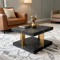 Table basse d'appoint géométrique en bois et métal pour salon, style nordique